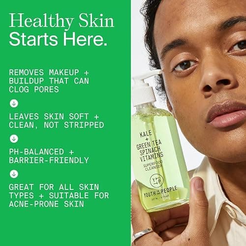 YTTP Superfood Gentle Face Cleanser - Daily Face Wash, Pore Minimizer + Makeup Remover - Lightweight & Hydrating Gel to Foaming Face Wash for Glowing Skin - Vegan Skin Care for Men & Women (8oz) thumbnail 6