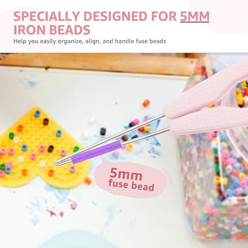 HZUIZXYO 4 Pcs Fuse Bead Tray,Fuse Bead Tool Kit DIY Scoop Aligner Pickup Tool Kit with Needle Tweezer and Aligner Tray for Craft Project Beading Enthusiast thumbnail 4