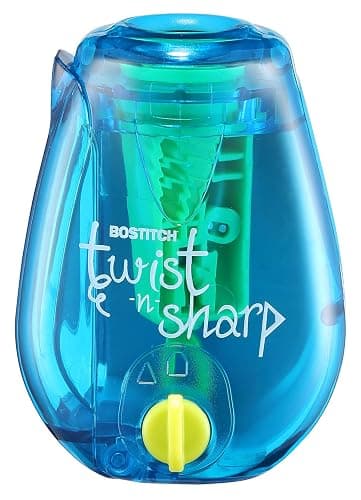 Bostitch Office Twist-n-Sharp Pencil Sharpener, for Kids & Colored Pencils, Assorted Colors (PS1-BLUE-EC) - Image 1