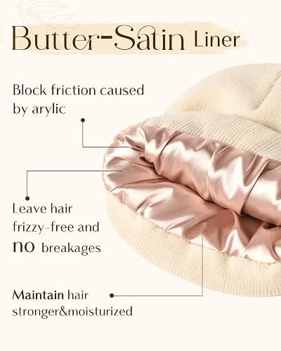 YANIBEST Satin Lined Beanie for Women Reduce Frizz Winter Hats for Women Men Silk Lining Soft Slouchy Warm Cuffed Less Static thumbnail 2