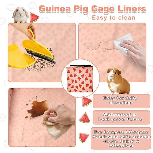 JOGEPEYO Waterproof Guinea Pig Cage Liners, Washable & Reusable Small Animal Cage Mat, for Rabbit, Hamster, Chinchilla, Hedgehog (Watermelon),C&C 24x48 inches thumbnail 4