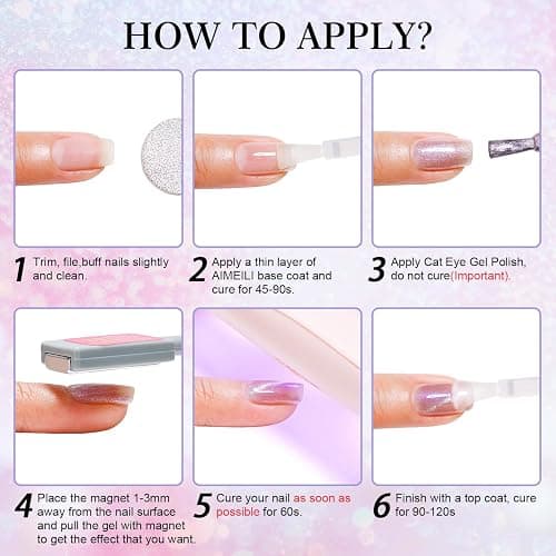 AIMEILI Cat Eye UV Gel Set - 6 Farben Nagellack Mit Magnet, Soak Off UV Nagellack - 8ml, 6-62 thumbnail 6
