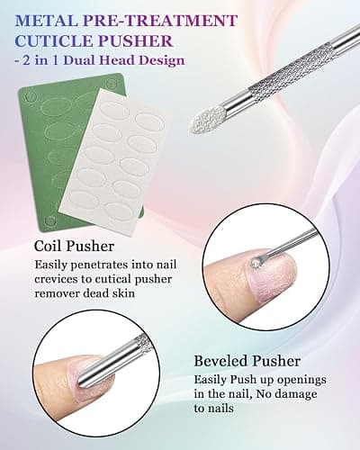 Loop Cuticle Pusher, Pre-treatment Cuticle Pusher, Stainless Steel Round Cuticle Pusher with 100#/240# Grit Nail Files and 1p Storage Bags, For Salon & Home Use thumbnail 4