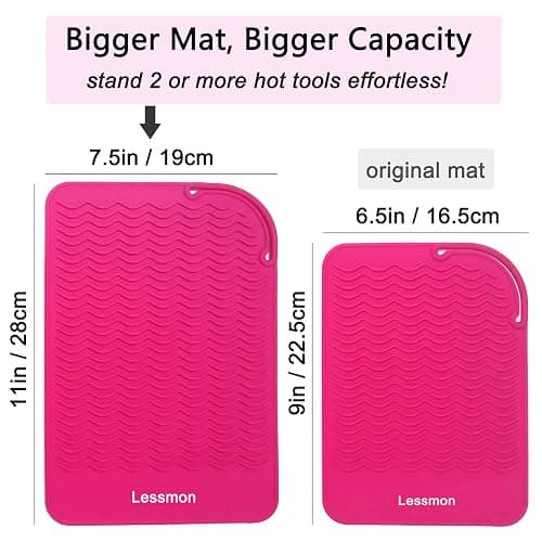 Large Heat Resistant Mat for Curling Irons, Hair Straightener, Flat Irons and Hair Styling Tools 11" x 7.5", Pink thumbnail 4