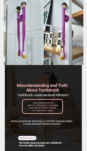 [BTS Official Merchandise] Fans Gift - K-Pop Idols Goods - BTS Character Figure Toothbrush with Convenient Magnetic Holder (J-hope) thumbnail 8