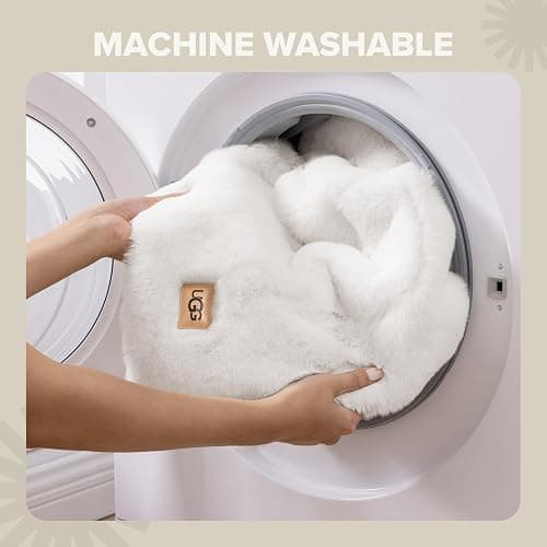 UGG Euphoria Throw Blanket, Plush Faux Fur Blanket, 50" x 70", White Snow | Reversible Fluffy Faux Fur to Ultra Soft Microfiber, Velvety Soft, OEKO-TEX Compliant, Machine Washable, Home Decor thumbnail 7