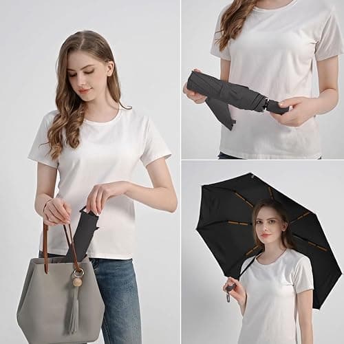 BAODINI Small UV Protection Travel Umbrella Compact for Rain and Sun UPF 50+ 41 inch Portable Umbrella for Women and Men thumbnail 3
