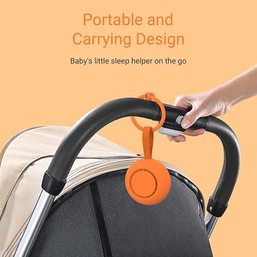 Portable Baby Sound Machine & Essentials for Babies & Kids-Orange | White Noise Machine[Timer Function][20 Soothing Sounds][15 Hours Battery Life]Travel,Registry,Gifts,Clips on Baby Stroller thumbnail 5