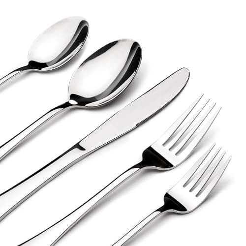 Silverware Set for 8, 40 Piece Heavy Duty Stainless Steel Flatware Utensils Cutlery Set Including Steak Knife Fork and Spoon, Dishwasher Safe, Gift Package for Wedding Housewarming - Image 1