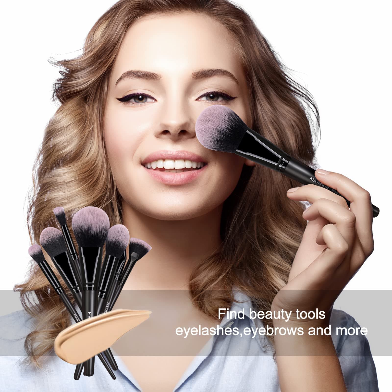 MAANGE Make up Brushes 18 Pcs Professional Makeup Brush Set Premium Synthetic Eyeshadow Blush Foundation Makeup Brushes Travel Kabuki Brushes Set thumbnail 7