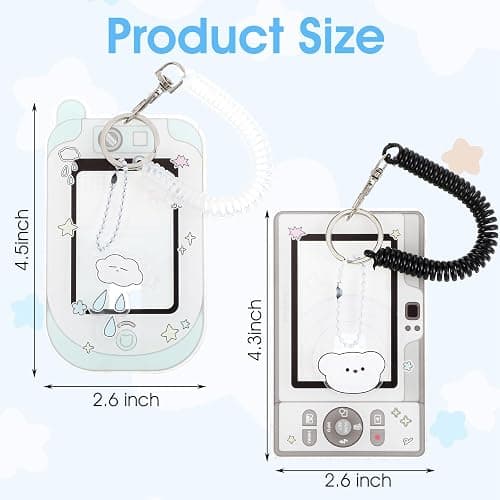Mabor 2Pcs Cartoon Photo Card Holder Photocard Holder Keychain Cute ID Badge Holders Acrylic Protective Photocards Holders with Cloud Bear Pendant Spiral Wrist Coil thumbnail 3