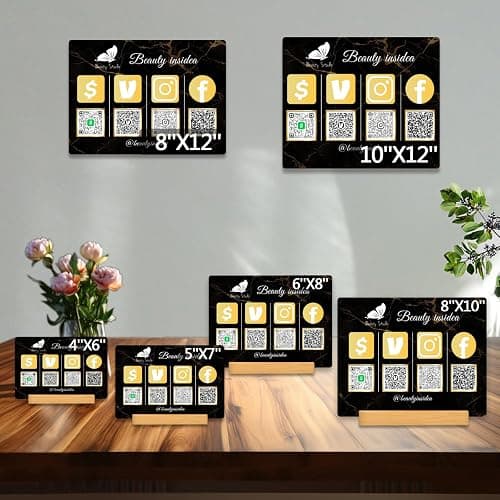 Personalized Custom Metal QR Code Sign Venmo Cashapp Scan to Pay with Stand Instagram Facebook Social Media QR Signs Bar Code QR Plaque Print for Business Salon Beauty Store Restaurant Wifi Sign (Vertical 4) thumbnail 5