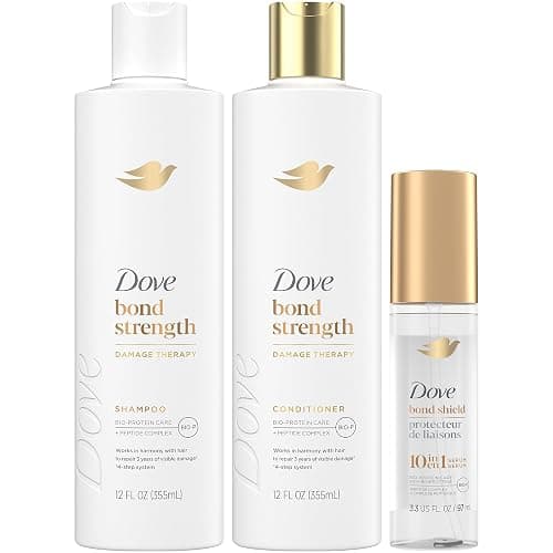 Dove Bond Strength Shampoo & Conditioner Set + Hair Serum Bundle – Repair Treatment for Damaged and Frizzy Hair (3 Piece Set) - Image 1
