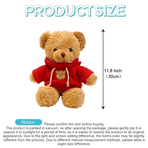 AUCOOMA plush teddy bear w/ red hoodie thumbnail 3