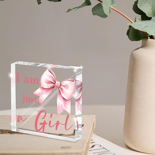 Preppy Pink Bow Acrylic Sign, Girls Dorm Desk Decor, Cute Preppy Room Decor, College Sorority Gift, 4 Inch thumbnail 2