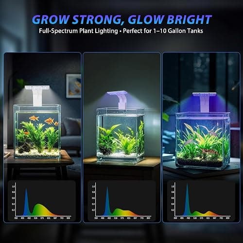 FluviRay Mini Clip-On Aquarium Light 7W USB Dimmable Fish Tank Lamp with 3 Light Modes (Full Spectrum/White/RGB), 9-Level Brightness, Compact LED Light for 1–3 Gallon Aquariums thumbnail 3
