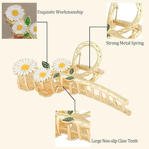 6 Pcs Hair Claw Clips for Women, Large Strong Metal Butterfly Hair Clips Flower Hair Clips for Women Thick Hair thumbnail 3
