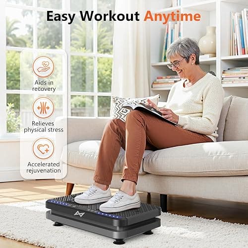 AXV Vibration Plate Fitness Platform Exercise Machine Vibrating Shaking Full Body Shaker Workout Vibrate Stand Shake Board Sport Gym for Weight Loss Fat Burner for Women Men thumbnail 6