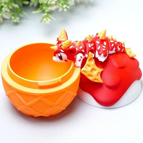 LUYUCUBE Colourful 3D Printed Dragon Egg,Little Dragon Inside Egg,Flexible Realistic Articulated Animal Fidget Toys,Mystery Figurines Gifts,Executive Desk Décor and Festival Collectible (ice Cream) thumbnail 5
