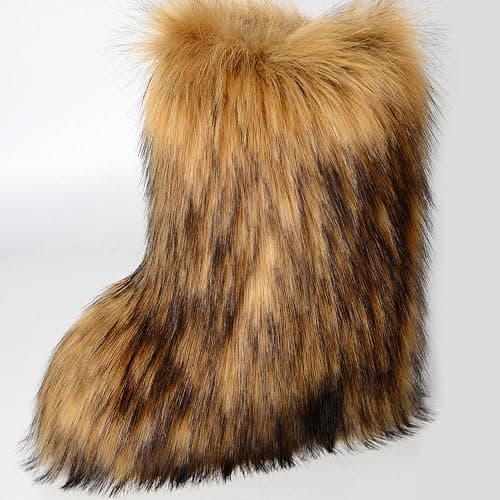 Valpeak Snow Boots for Women 2024 Furry Boots Winter Knee High Flat Heel Fluffy Faux Fur Boots thumbnail 3