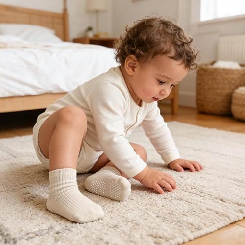 Bearbay Toddler Non Slip Cotton Crew Socks with Anti-slip Dots for Infant Baby Boys Girls thumbnail 4