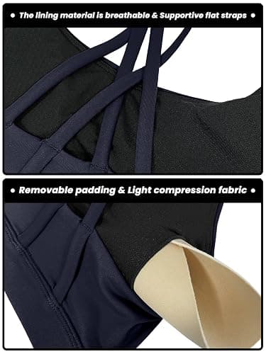 Omwilddo Women's Strappy Sports Bras Light Compression Crop Criss Cross Back Padded Workout Yoga Bra Supportive U Neckline thumbnail 3