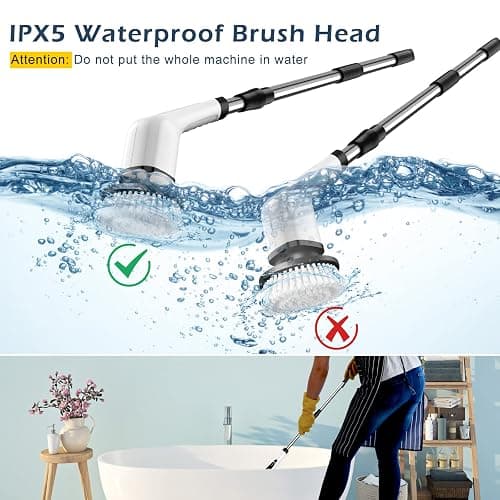 Bomves Electric Spin Scrubber, Cordless Cleaning Brush Scrubber for Home, 8 Replaceable Brush Heads-90Mins Work Time, 3 Adjustable Size, 2 Speeds for Bathroom Shower Bathtub Glass Car thumbnail 7
