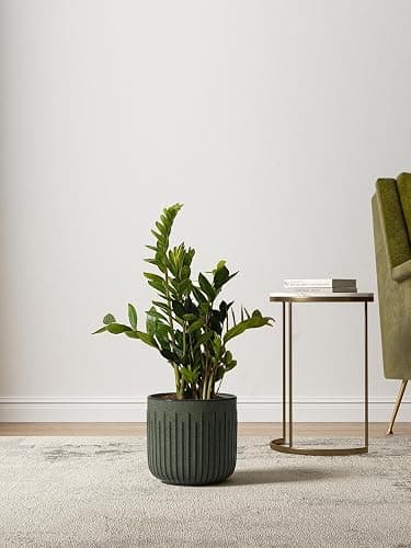 LE TAUCI Fluted Ceramic Planters Set of 3 – 8.3 / 7 / 5.7 in Dark Olive Reactive Cylinder Indoor Plant Pots with Drainage Plug & Mesh, Glossy Stoneware Flower Pots for Succulents Herbs - Reactive Glaze Dark Olive thumbnail 7