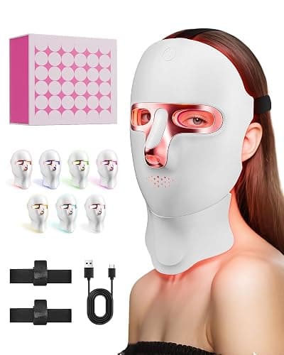 FOLOKE LED Light Therapy Mask Skin Care Mask, LED face & neck Red 630±5nm & NIR 830nm Wavelength,USB C Rechargeable for Home Use Working Travel Yoga (Sakura Pink） thumbnail 3