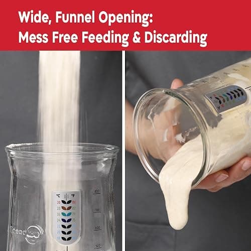 KneadAce Pro Sourdough Bread Starter Kit - 34 oz Large Capacity Sourdough Starter Jar with 5 unique features for the perfect sour dough bread & sourdough starter kit - sourdough bread baking supplies thumbnail 8