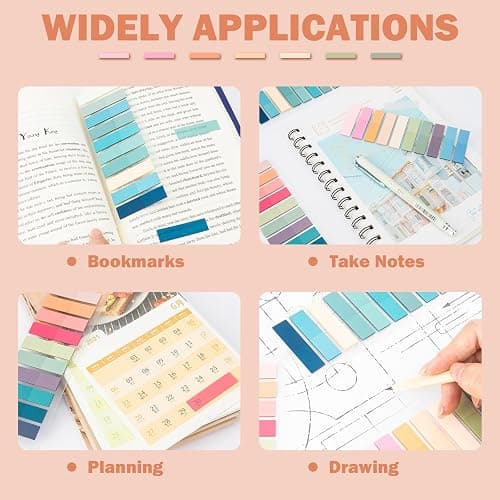 BukSuk 800Pcs Books Tabs for Annotating, Tabs for Notebooks, Sticky Tabs, Morandi Page Markers, Multi-Colored Writeable and Repositionable Book Flags Strip (800Pcs) thumbnail 6