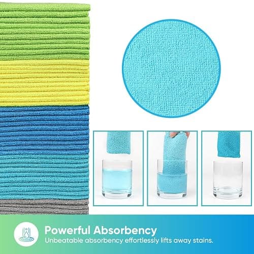 HOMEXCEL Microfiber Cleaning Cloths 100 Pack, Highly Absorbent Cleaning Towels, Lint Free & Scratch-Free Cleaning Rags for House, Kitchen and Car, Multi-Color Microfiber Towels 11.5 x 11.5 inch thumbnail 3