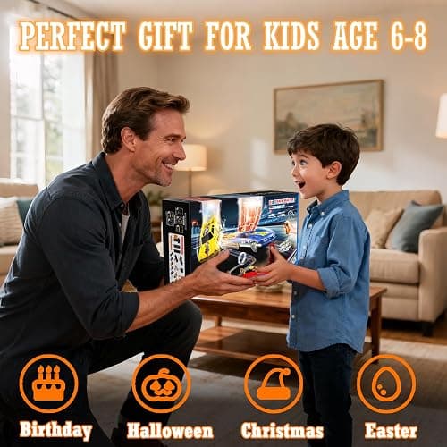 9.86ft 2-in-1 Slot Car Track Sets Toy - with 4 Cars,Battery or Electric Car Track Set with Dual Racing Game, Flash Circular Track, Lap Counter,Birthday Xmas Gifts Toys for Boys(S2) thumbnail 8