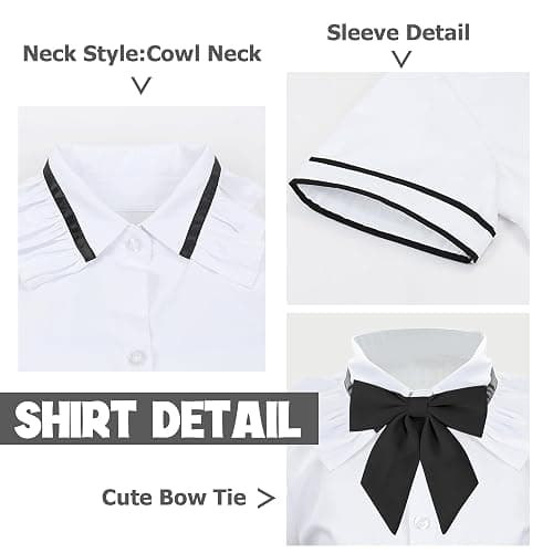 Girls' School Uniform Skirt Set，Girls Bow Tie Shirt Top with Pleated Mini Skirt Suit Costume Cute Student Outfit Set thumbnail 4