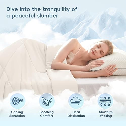 MASVIS Cooling Blankets for Hot Sleepers, Luxury Lightweight Cozy Soft Throw for Night Sweats Double Sided Breathable Blanket for Bed Couch Sofa, Q-Max 0.4 Cold Tech Ice Blanket, Twin (68"x90"), Beige thumbnail 2