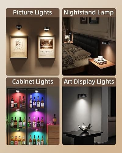 EZVALO Picture Lights for Wall, 2000mAh Rechargeable Battery Magnetic Poster Lights with 3 Color Temps & 12 RGB, Remote Dimmable Timer Painting Light, Wall Decor Light for Art Display, Frame (3 Pack) thumbnail 3