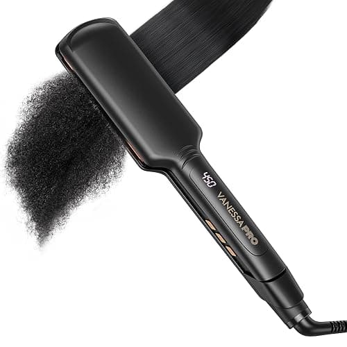 Titanium Flat Iron Hair Straightener for Natural Hair, 2 inch Hair Straightener for Thick Hairs, Silk Press Flat Iron Wide Plate - Image 1