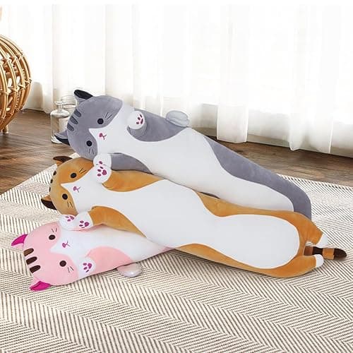 Yeqivo Soft Cat Plush Pillow, Grey Long Cat Stuffed Animals Soft Long Kitten Plushies Kawaii Cat Stuffed Plush Toy for Kids Girlfriend(50cm/19.6inch) thumbnail 8