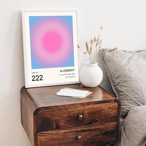 Aura Angel Numbers Poster, Colorful Gradient Posters for Room Aesthetic, Minimalist Inspirational Quotes Canvas Wall Art Paintings, Abstract Y2k Style Bedroom Wall Art for Girl's Room, Dorm thumbnail 5