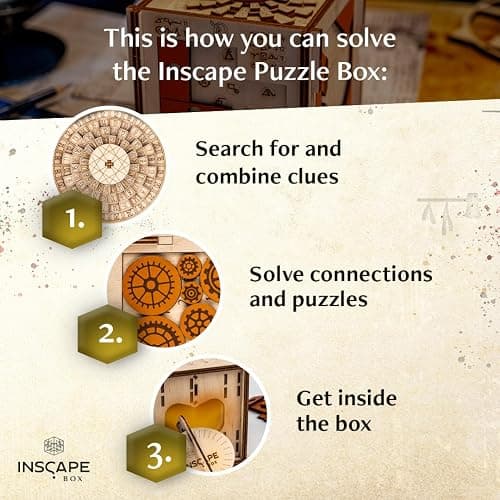 INSCAPE Da Vinci Puzzle Box - Escape Room in A Box for Adults - Cluebox - Mind Puzzles for Adults - Puzzle Boxes with Hidden Compartments - Puzzle Boxes for Adults - Wooden Puzzle Box thumbnail 3
