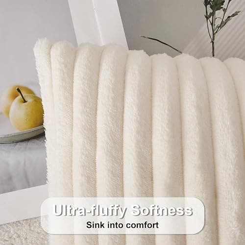 UGASA Lumbar Throw Pillow Cover 12x20 Inch Set of 1 Super Soft Faux Fur Decorative Pillow Case Plush Flannel Texture Accent Rectangle Pillowcase for Sofa Couch Living Room Chair, Cream White thumbnail 3
