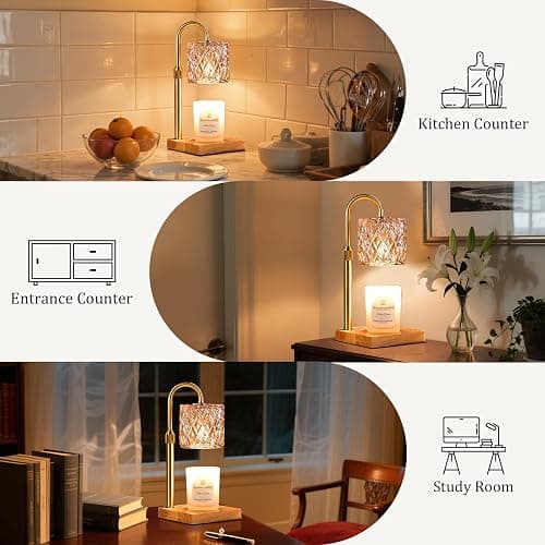 Candle Warmer Lamp with Timer,Wax Melt Warmer Housewarming Gifts for Women | Dimmable Adjustable Height, Vintage Home Decor with Elegant Amber Glass,Candle Warmer for Jar Candles, Sister Friend Gift thumbnail 6