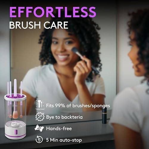 Makeup Brush Cleaner Machine, 2 in 1 Makeup Brush Cleanser & Washer, 7000 RPM High-Speed Deep Cleaning, Portable Automatic Cosmetic Brush Cleaner for All Makeup Brush and Sponge, White thumbnail 3