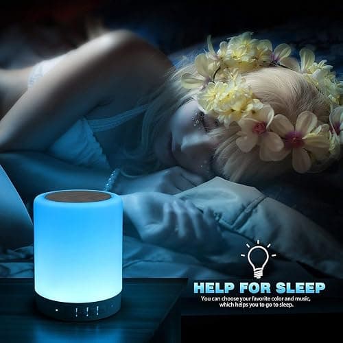 Elecstars Touch Bedside Lamp - with Bluetooth Speaker, Dimmable Color Night Light, Outdoor Table Lamp with Smart Touch Control, Best Gift for Men Women Teens Kids Children Sleeping Aid thumbnail 2