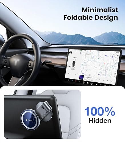 VICSEED Tesla Phone Mount【Strongest Magnet Power】 Foldable Hidden Tesla Phone Holder Fit for All Phones, Tesla Model 3/Y/Cybertruck Accessories, Tesla Model 3 Model Y for MagSafe Car Mount - Blue thumbnail 2