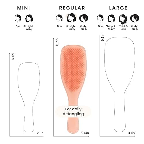 Tangle Teezer Ultimate Detangler Brush for Wet & Dry Hair, Eliminates Knots & Reduces Breakage for Straight to Wavy Hair Types, Amazon Exclusive Apricot thumbnail 7
