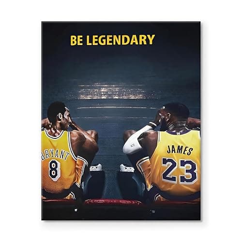 Kobe Bryant and LeBron James Canvas Wall Art Print Poster, Be Legendary Inspirational Sports Picture Artwork, Motivational Mamba Mentality Wall Decor for Home Office Gym Living Room, Framed 11x14inch thumbnail 9