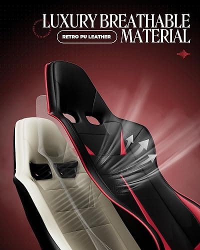 GTPLAYER Gaming Chair with Speakers, Video Game Chairs with Footrest, PC Gamer Chairs for Adults - Padded High Back Ergonomic Reclining Silla Gamer, Linkage Armrest, 909MF, Black-Red thumbnail 7