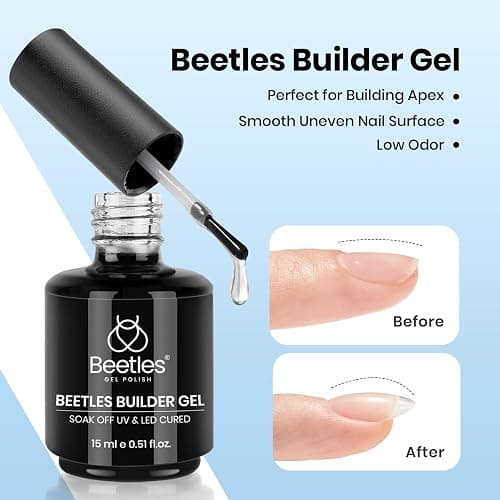 Beetles 3Pcs 15 ml Builder Nail Gel with Base and No Wipe Top Coat | Gel Polish Kit for Gloss Finish and Long-Lasting UV/LED Lamp Required Gift for Women thumbnail 5