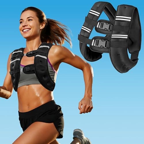 Zikopomi Weighted Vest Woman Man, 6lb/8lb/12lb/16lb/20lb/25lb/30lb Weight Vest with Reflective Stripes for Workout, Strength Training, Running, Fitness, Muscle Building, Weight Loss, Rucking Vest - Image 1